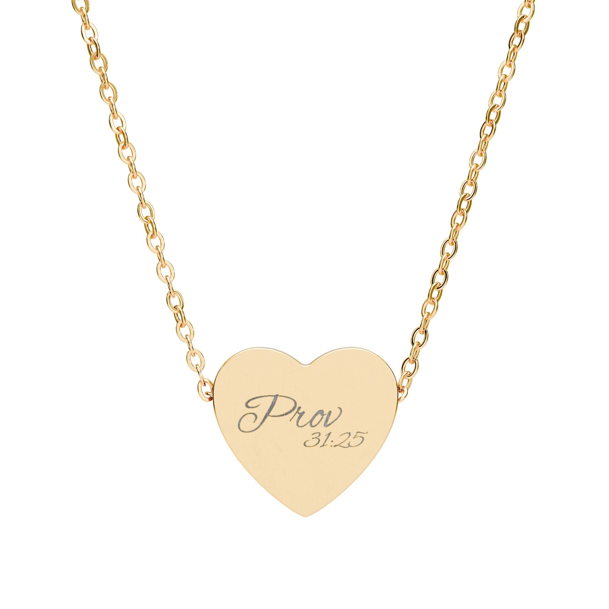 Engravable Heart Necklace — Personalized 'Pray' Pendant in Silver or Rose Gold