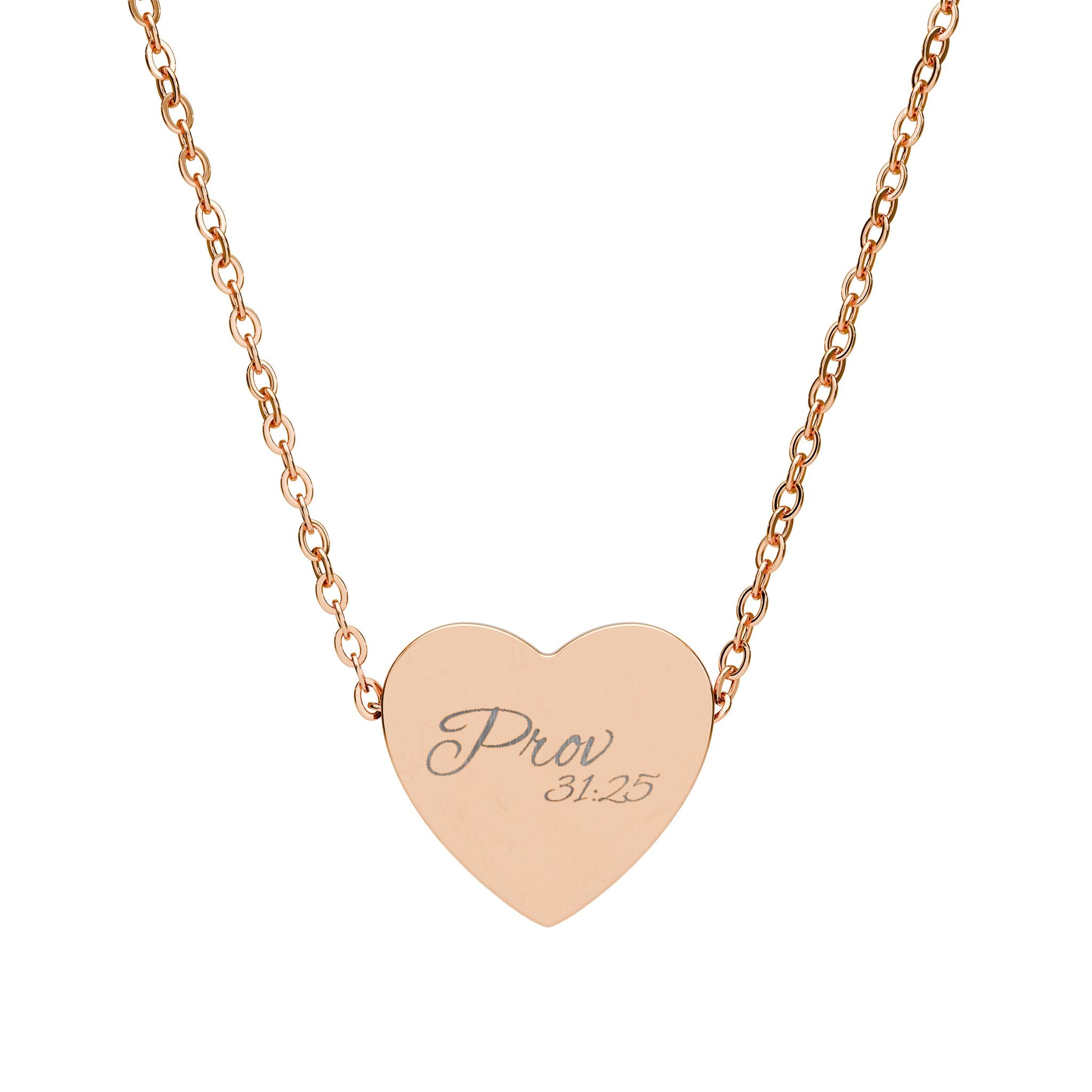 Engravable Heart Necklace — Personalized 'Pray' Pendant in Silver or Rose Gold
