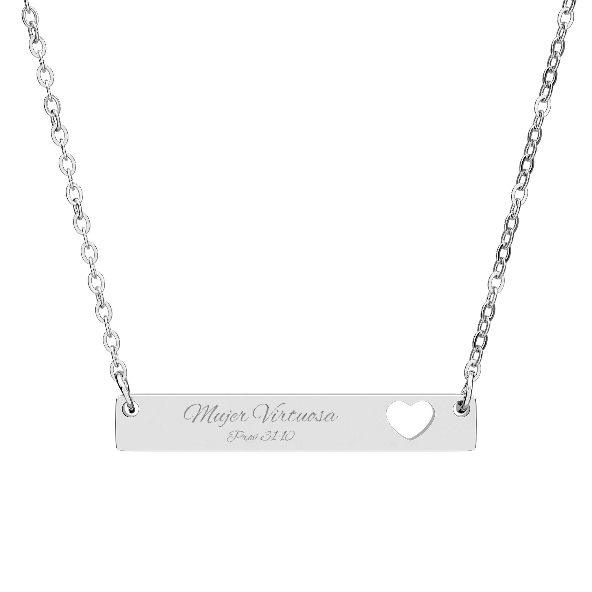 Collar “Mujer Virtuosa” – Barra Dorada con Corazón