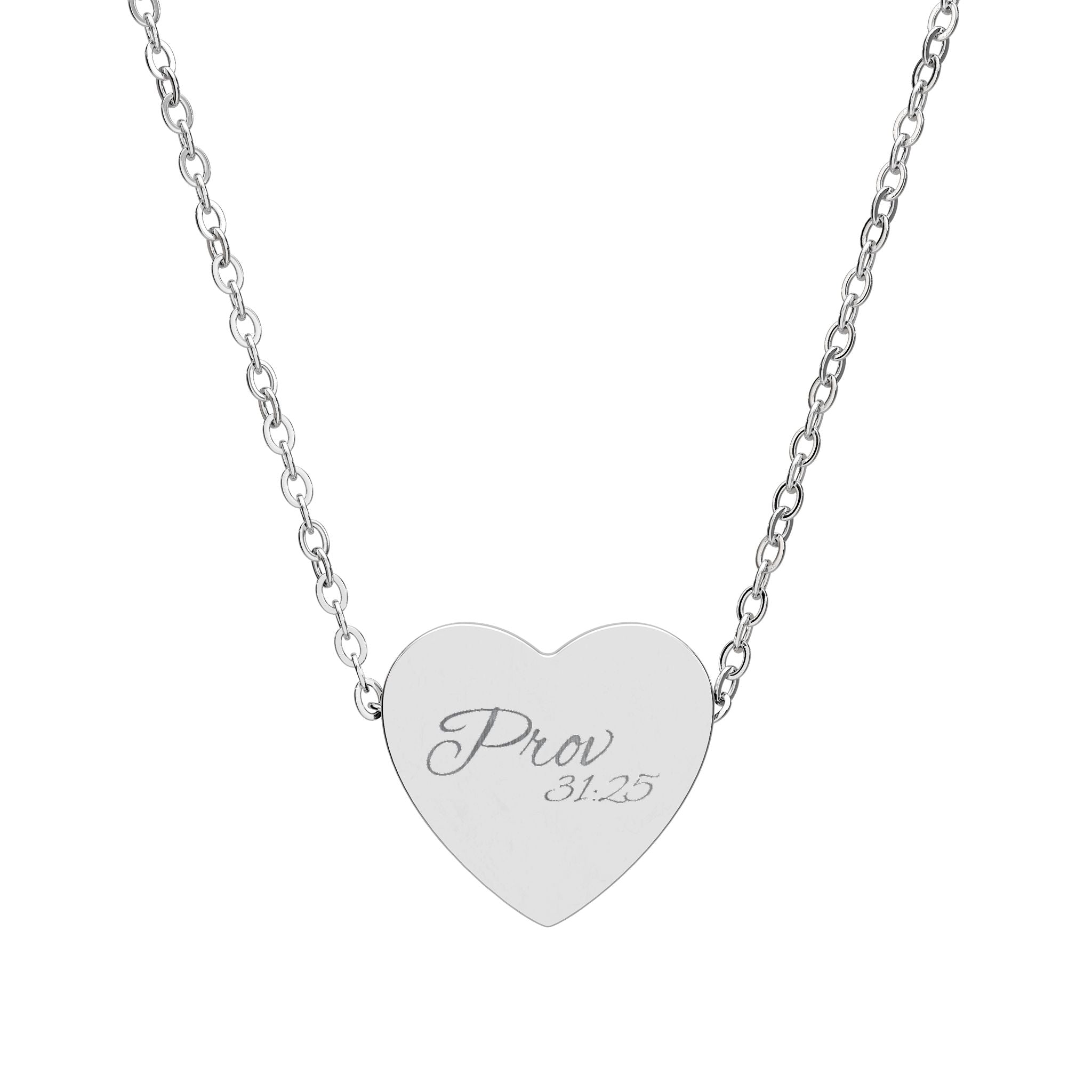 Engravable Heart Necklace — Personalized 'Pray' Pendant in Silver or Rose Gold